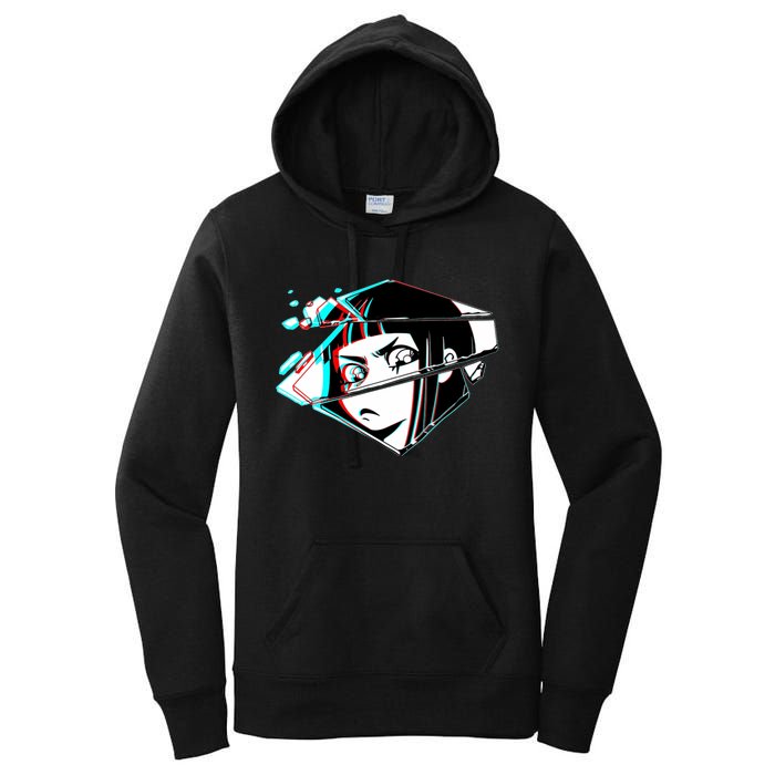 Anime Eyes Broken Glass Women's Pullover Hoodie