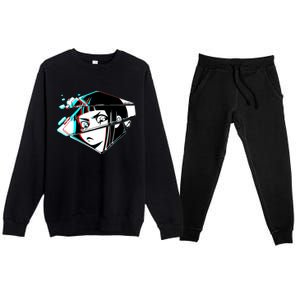 Anime Eyes Broken Glass Premium Crewneck Sweatsuit Set