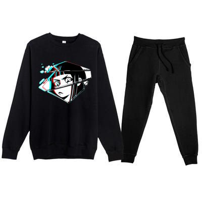 Anime Eyes Broken Glass Premium Crewneck Sweatsuit Set