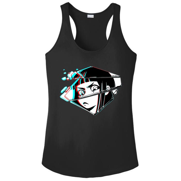 Anime Eyes Broken Glass Ladies PosiCharge Competitor Racerback Tank