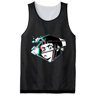 Anime Eyes Broken Glass Mesh Reversible Basketball Jersey Tank