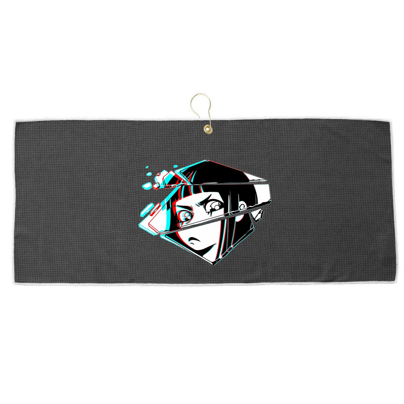 Anime Eyes Broken Glass Large Microfiber Waffle Golf Towel