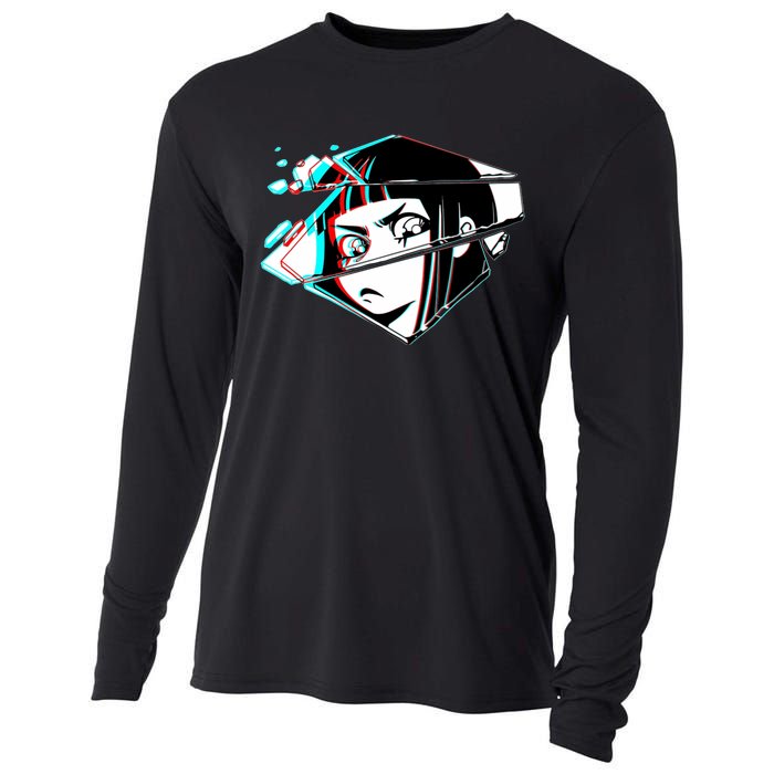 Anime Eyes Broken Glass Cooling Performance Long Sleeve Crew