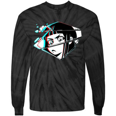 Anime Eyes Broken Glass Tie-Dye Long Sleeve Shirt