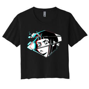 Anime Eyes Broken Glass Women's Crop Top Tee