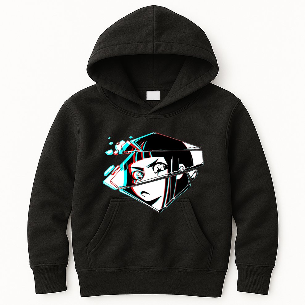 Anime Eyes Broken Glass Kids Hoodie