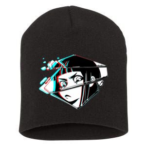 Anime Eyes Broken Glass Short Acrylic Beanie