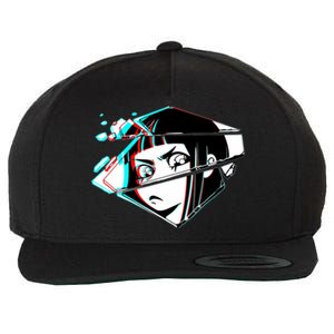 Anime Eyes Broken Glass Wool Snapback Cap