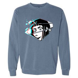 Anime Eyes Broken Glass Garment-Dyed Sweatshirt