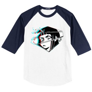 Anime Eyes Broken Glass Baseball Sleeve Shirt