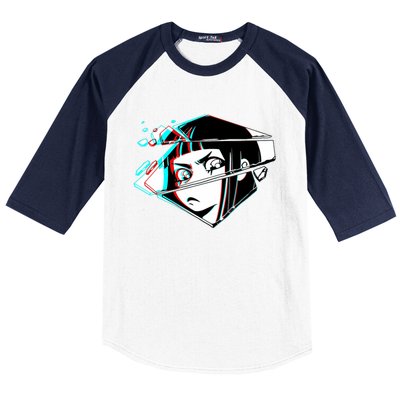 Anime Eyes Broken Glass Baseball Sleeve Shirt