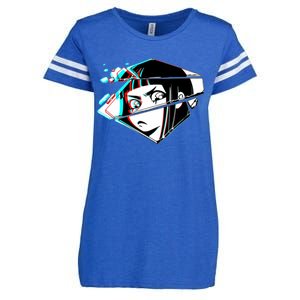 Anime Eyes Broken Glass Enza Ladies Jersey Football T-Shirt