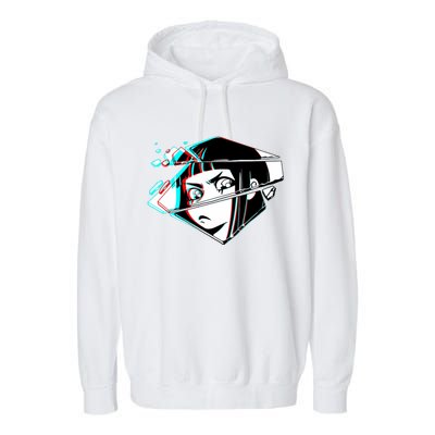 Anime Eyes Broken Glass Garment-Dyed Fleece Hoodie