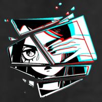 Anime Eyes Broken Glass Hand Over Eye 7 Panel Mesh Trucker Snapback Hat