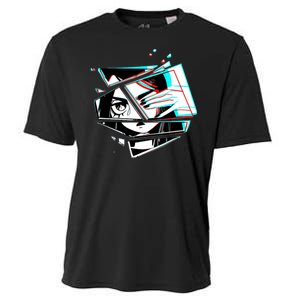 Anime Eyes Broken Glass Hand Over Eye Cooling Performance Crew T-Shirt