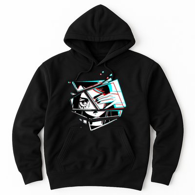 Anime Eyes Broken Glass Hand Over Eye Hoodie