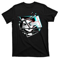 Anime Eyes Broken Glass Hand Over Eye T-Shirt