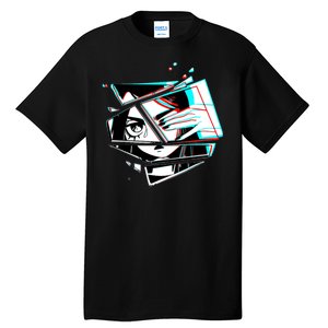 Anime Eyes Broken Glass Hand Over Eye Tall T-Shirt