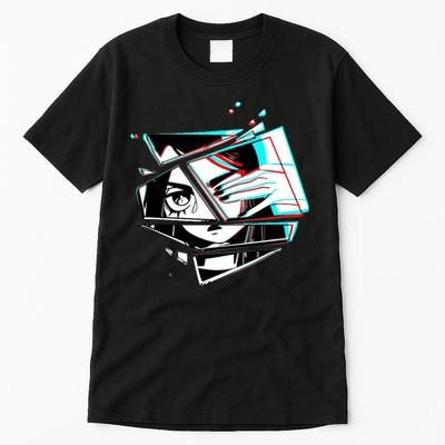 Anime Eyes Broken Glass Hand Over Eye Tall T-Shirt