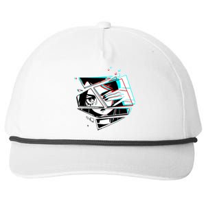 Anime Eyes Broken Glass Hand Over Eye Snapback Five-Panel Rope Hat