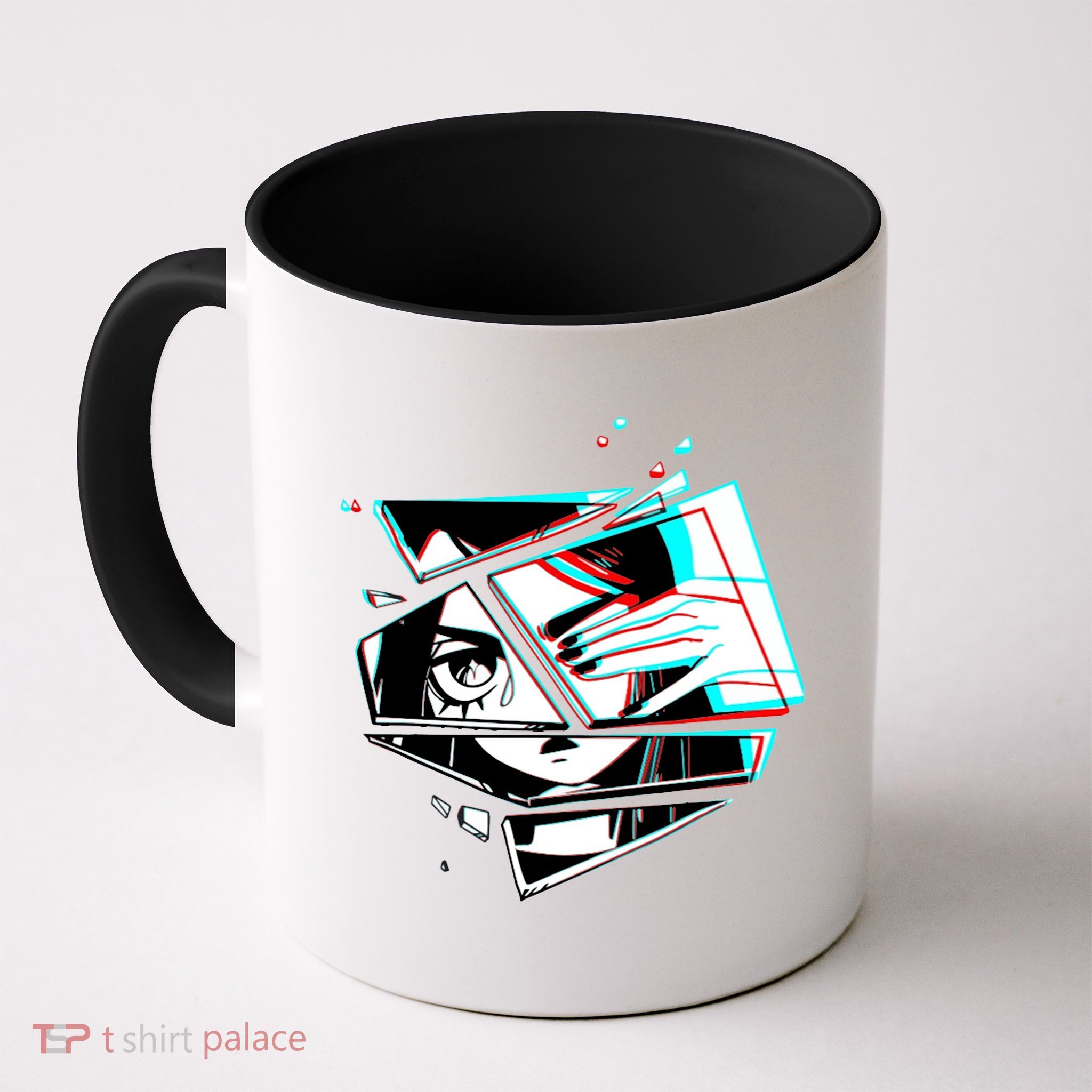 Anime Eyes Broken Glass Hand Over Eye Coffee Mug