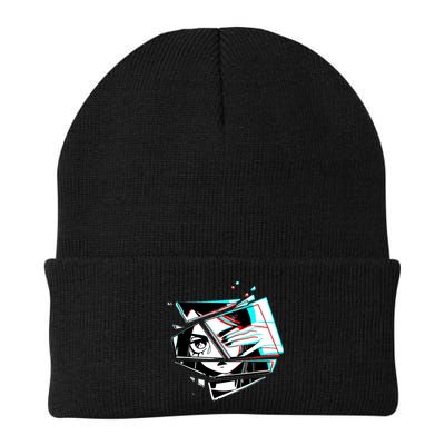 Anime Eyes Broken Glass Hand Over Eye Knit Cap Winter Beanie