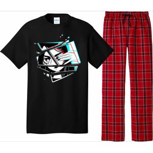 Anime Eyes Broken Glass Hand Over Eye Pajama Set