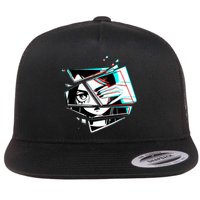Anime Eyes Broken Glass Hand Over Eye Flatbill Hat