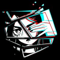 Anime Eyes Broken Glass Hand Over Eye Flatbill Hat