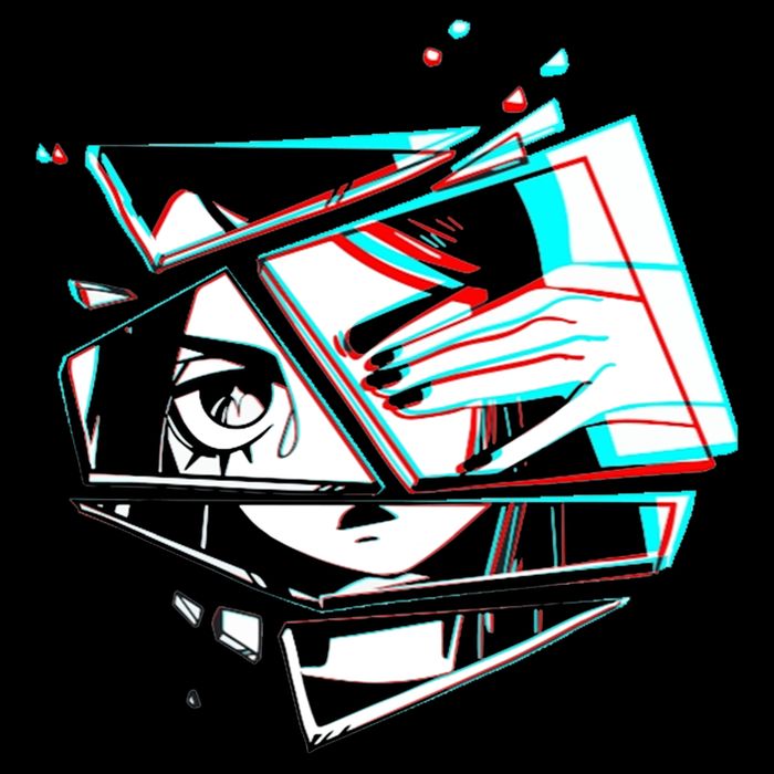 Anime Eyes Broken Glass Hand Over Eye Flatbill Hat