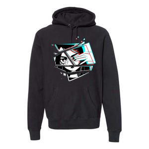 Anime Eyes Broken Glass Hand Over Eye Premium Hoodie