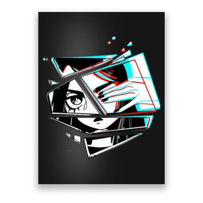 Anime Eyes Broken Glass Hand Over Eye Poster