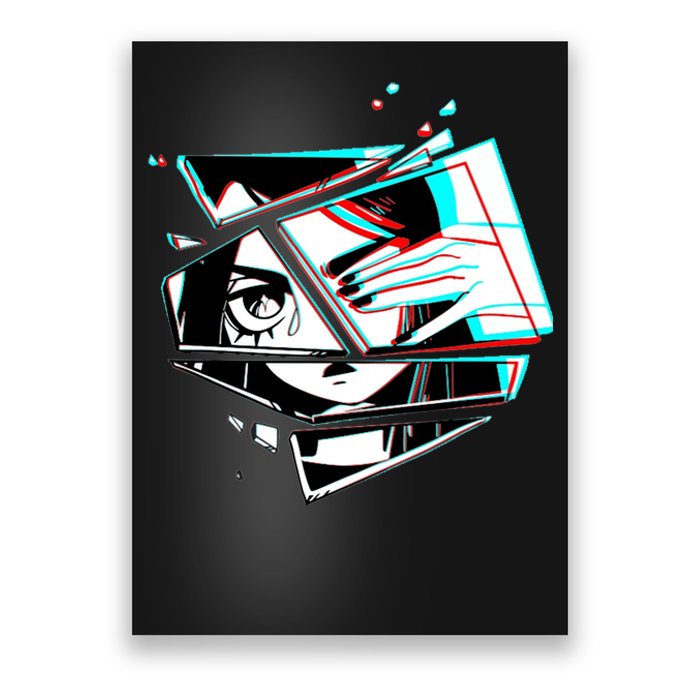 Anime Eyes Broken Glass Hand Over Eye Poster