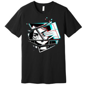 Anime Eyes Broken Glass Hand Over Eye Premium T-Shirt