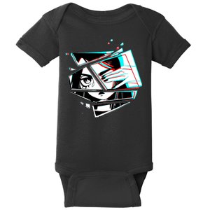 Anime Eyes Broken Glass Hand Over Eye Baby Bodysuit