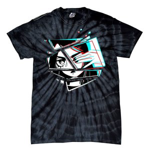 Anime Eyes Broken Glass Hand Over Eye Tie-Dye T-Shirt