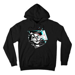 Anime Eyes Broken Glass Hand Over Eye Tall Hoodie