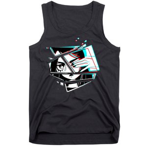 Anime Eyes Broken Glass Hand Over Eye Tank Top