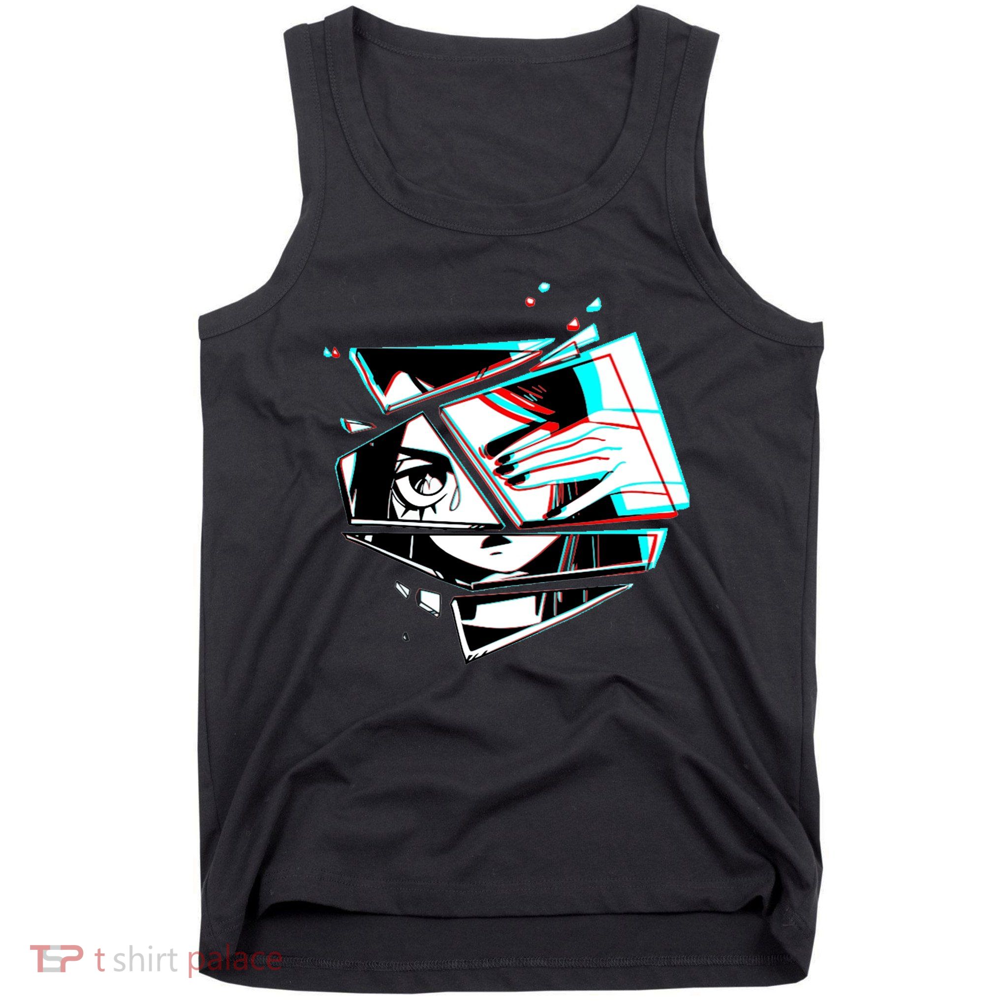 Anime Eyes Broken Glass Hand Over Eye Tank Top