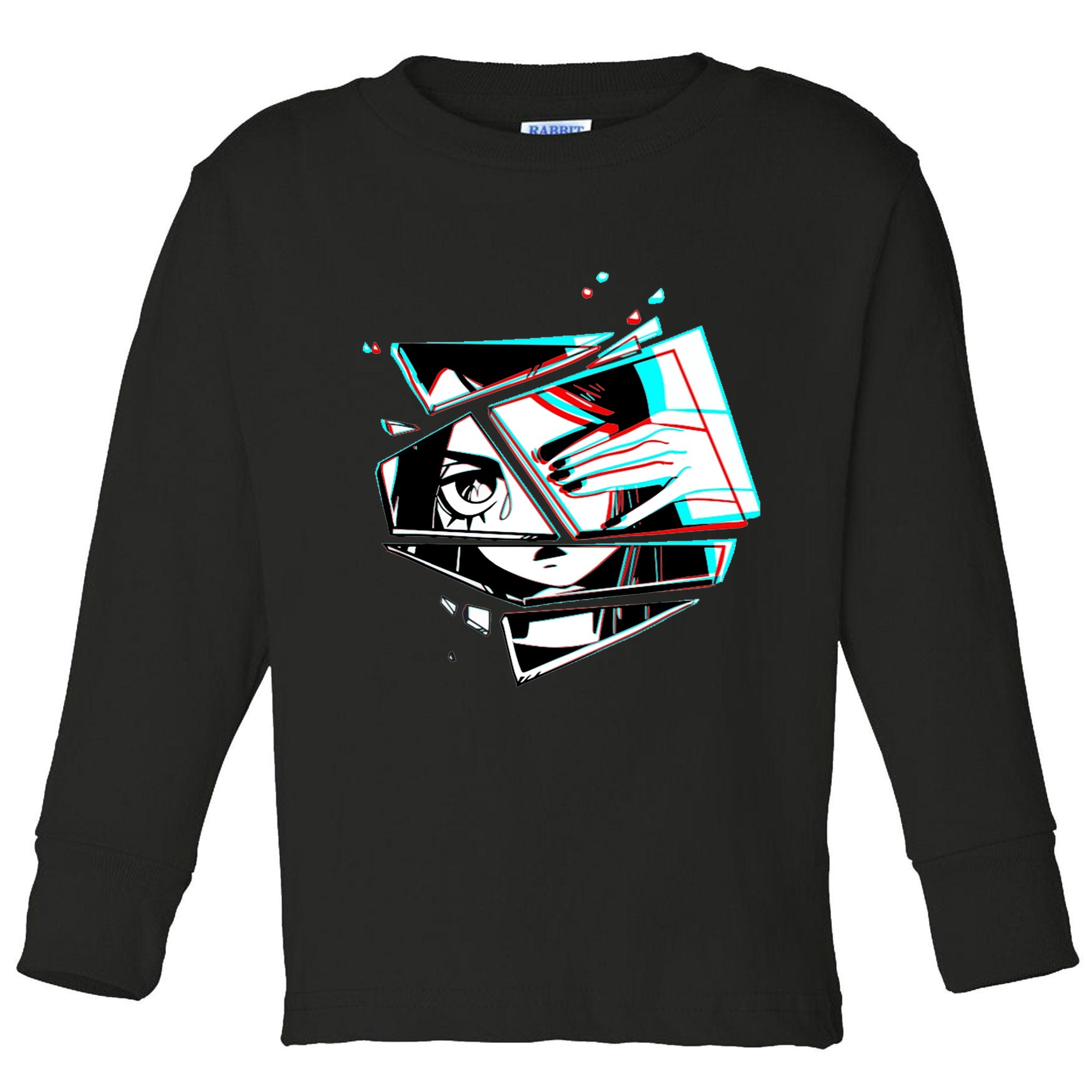 Anime Eyes Broken Glass Hand Over Eye Toddler Long Sleeve Shirt