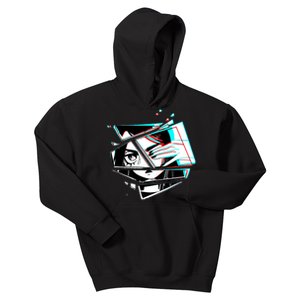 Anime Eyes Broken Glass Hand Over Eye Kids Hoodie