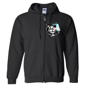 Anime Eyes Broken Glass Hand Over Eye Full Zip Hoodie