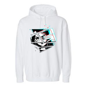 Anime Eyes Broken Glass Hand Over Eye Garment-Dyed Fleece Hoodie