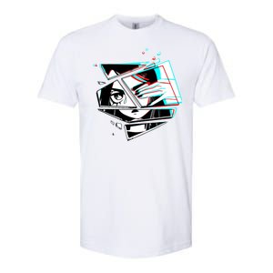 Anime Eyes Broken Glass Hand Over Eye Softstyle CVC T-Shirt