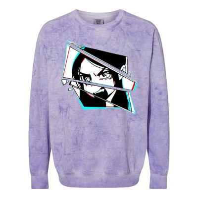 Anime Eyes Broken Glass Yelling Colorblast Crewneck Sweatshirt