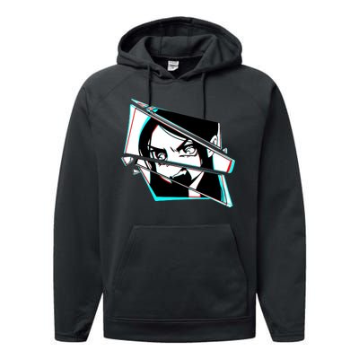 Anime Eyes Broken Glass Yelling Performance Fleece Hoodie