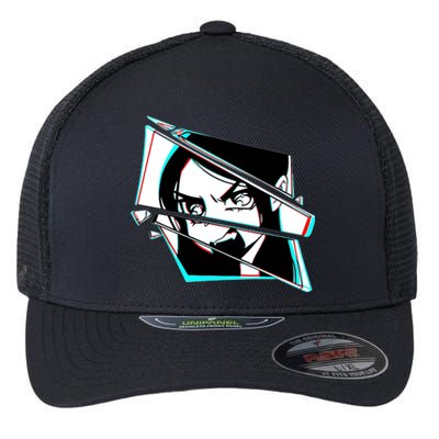 Anime Eyes Broken Glass Yelling Flexfit Unipanel Trucker Cap