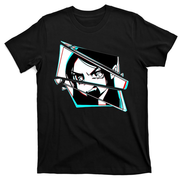 Anime Eyes Broken Glass Yelling T-Shirt