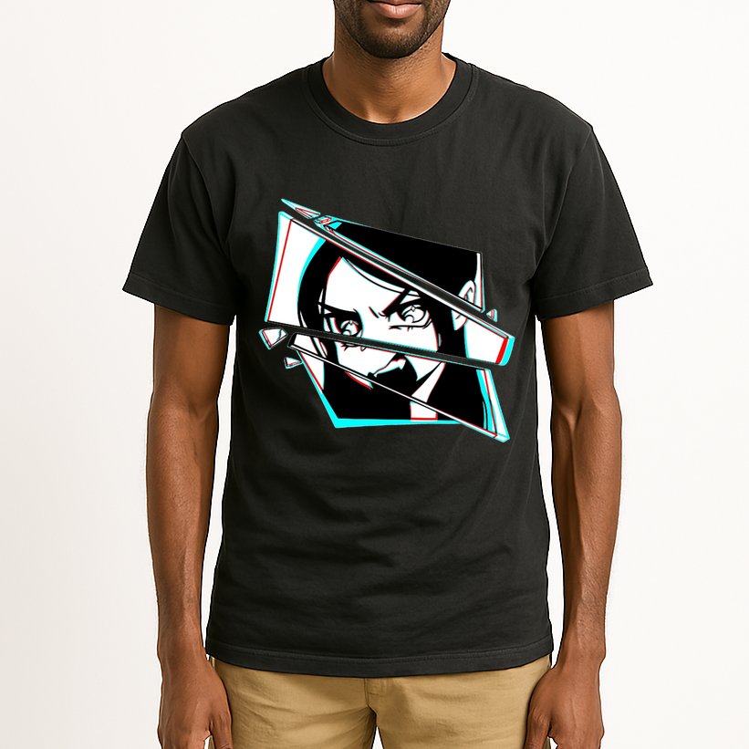 Anime Eyes Broken Glass Yelling Tall T-Shirt