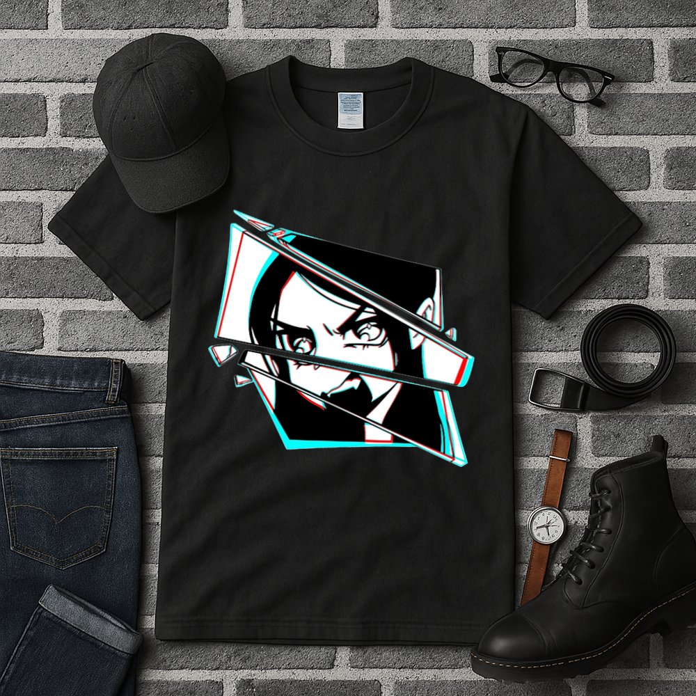 Anime Eyes Broken Glass Yelling Tall T-Shirt